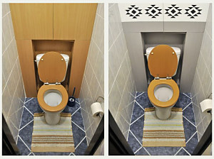 premena toalety - šablóna Aztec a kriedové farby